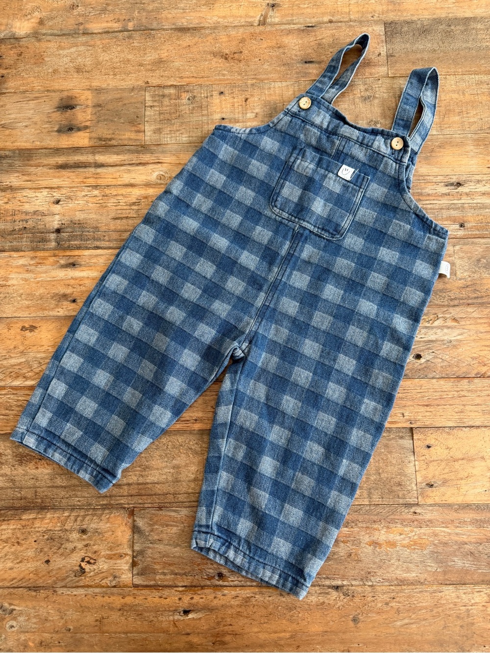 Blue Plaid Kids Overalls with Adjustable Straps